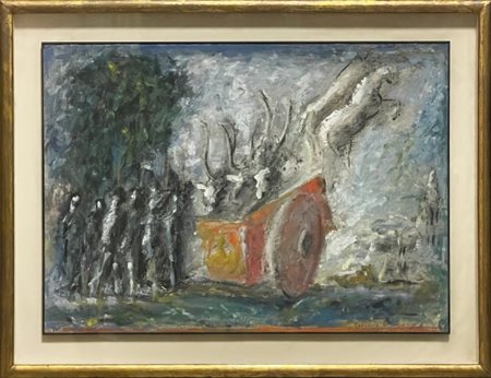 Roberto Barni 1939 - “Senza titolo”, 1985, tecnica mista, olio su cartone...
