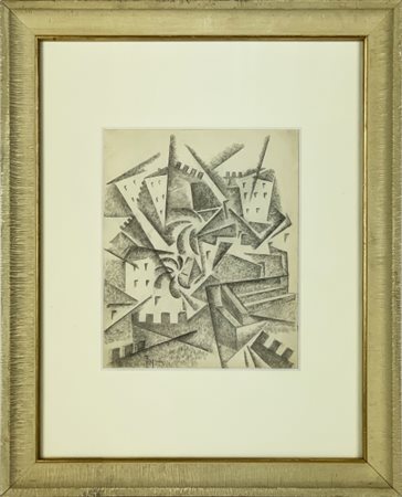 Roberto Marcello Baldessari 1894 - 1965 “Paesaggio con case”, 1919, Matita...