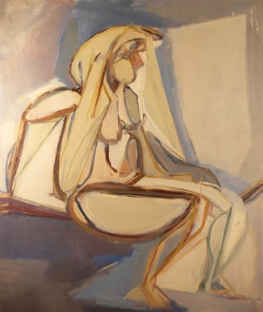 Angiola Churchill 1922 - “Figura con velo”, 1942, Olio su tela, cm 62,5 × 78...