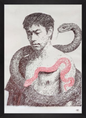 Michele Ammirati (1985 - ), “La nascita di Orochi”, 2025, Penna colorata su...