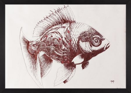 Michele Ammirati (1985 - ), “Swimming in Cyber Water”, 2025, Penna colorata...