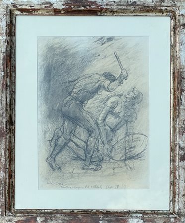 Carlo Carrà (1881-1966), "Battaglia", 1943, carboncino su carta cm 28×40...