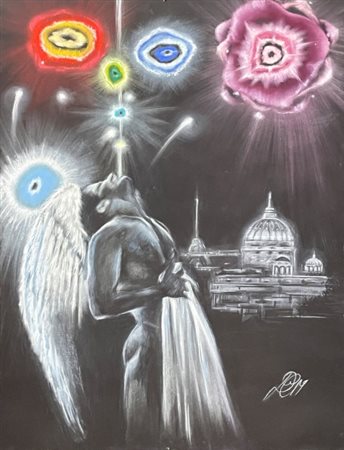 Denise Camporesi (1967), "Molecole d'Angeli", 2020, Pastelli colorati su...