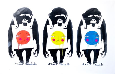 Utopia (1983-), “Monkeys and Bubbles - XL”, 2020, Stencil, bombolette spray,...