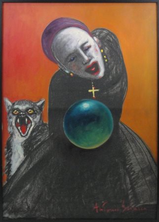 Antonio Sciacca (1957-), Senza titolo (Chiaroveggente), 2018, Tecnica mista...