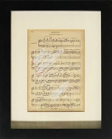 Giuseppe Chiari , (1926 - 2007), "Duetto", 1979, Intervento su spartito...