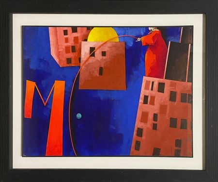 Emilio Tadini , (1927 - 2002), "Oltremare", 1993, Acrilico su tela, cm 100 x...