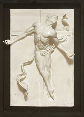 Ermanno Leso (1966), “Il Risorto”, 2018, Altorilievo in terracotta patinata,...
