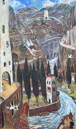 Roberto Anfossi (1950), “Paesaggio con Angioletto”, 2024/2025, Olio su tela,...