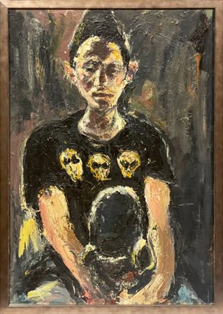 Roberto Anfossi (1950), “Ragazzo con Skateboard”, 1999, Olio su tela, cm 50 x...