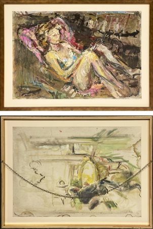 Roberto Anfossi (1950), “Odille”, 2002, Olio su tavola, cm 70 × 50...