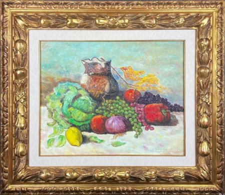 Ubaldo Ballerini (1927), “Natura Morta", 2000-2009, Olio su tela, cm 50 × 40...