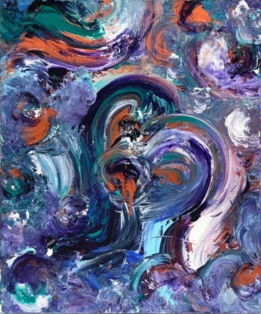 VIO (1984), “In the Coils of Lovers”, 2025, Acrilico su tela, cm 50 × 60...