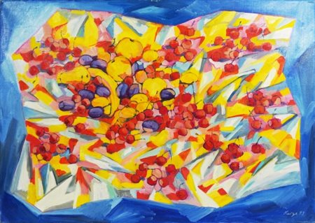 Reiner Karge, (1944 - 1995), "Natura morta", 1993, Olio su tela, cm 100 x 70...