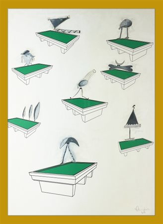 Walter Gasperoni, (1943), "Verde Galleggiante", 2018, Olio e stampa su carta...