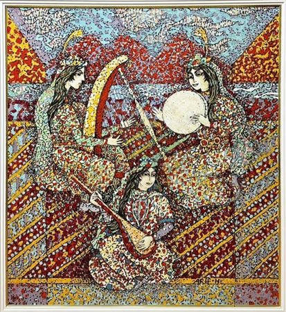 Arif Huseynov, (1943), "Serata Musicale", 2025, Acrilico su tela, cm 70 x 90...