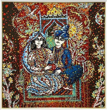 Arif Huseynov, (1943), "Amanti", 2025, Acrilico su tela, cm 80 x 90...