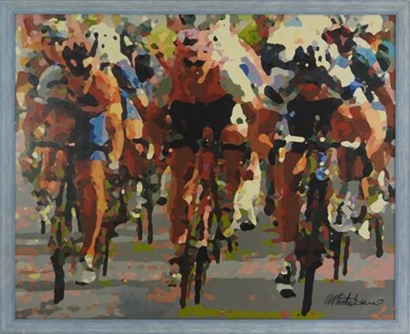 Pino Montalbano, dipinto, 20° secolo, olio su tela "Lo Scatto Finale", 2005...