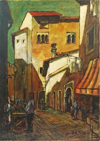Ardito, Dipinto, XX secolo, Olio su tela, "Roma scomparsa", 1975 50 x 70 cm