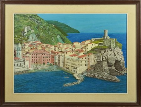 Ettore Schei, Dipinto, 20° secolo, Olio su tela applicata su tavola,...