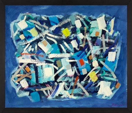 Aldo Pogliani, 20° secolo, "Tass Tra Rit", 1991, tecnica mista su cartone,...