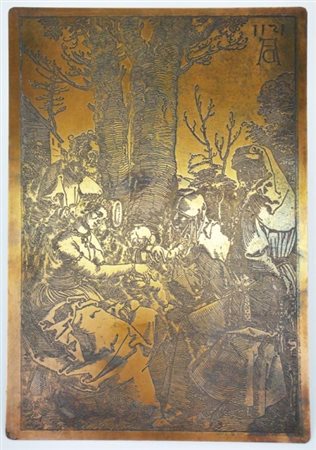 Matrice calcografica in rame, XIX secolo "La Sacra Famiglia con Sant'Anna e...