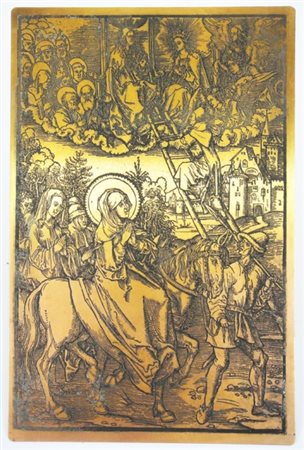 Matrice calcografica in rame, XIX secolo "Santa Brtigida e la Sua Visione di...
