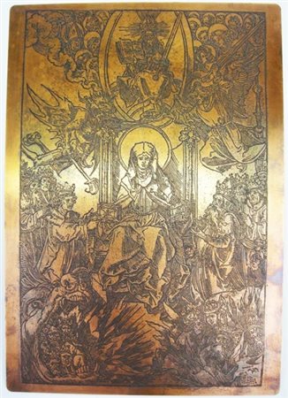 Matrice calcografica in rame, XIX secolo "Santa Brigida", 17 x 24 cm