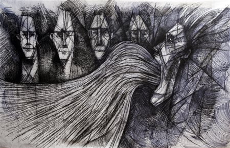 Sung-an Jang Rosso Pastello ad olio su tela, cm. 165x255