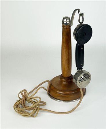 Telefono, supporto in legno, prima metà del 20° secolo, 15 x 36 cm