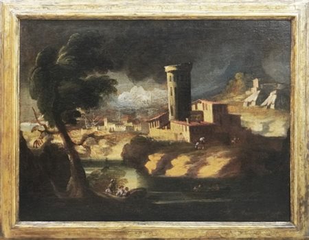 Pittore del 18° secolo, Splendido "Paesaggio", presumibilmente della fine del...