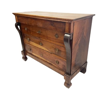 Cassettiera, 19° secolo, Cassettone in noce in stile impero, presumibilmente...