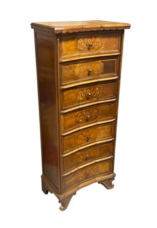 Comò a sette cassetti, metà del 20° secolo, 58×136×35 cm