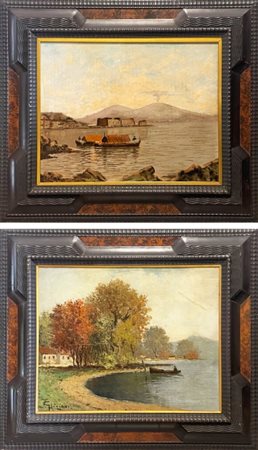 Coppia di dipinti olio su tavola del 20° secolo. 50 x 40 cm ogni dipinto