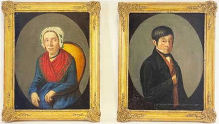 Coppia di dipinti olio su tela, 19° secolo, 24 x 30 cm ogni dipinto