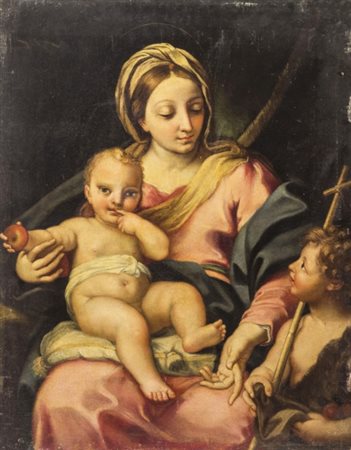 Carlo Maratti/Maratta. (1625/1713) "Madonna col Bambino e San Giovannino",...