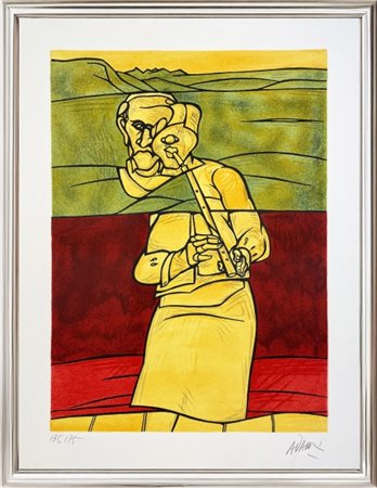 Valerio Adami, ”Joueur de Flûte ”, 1976, Litografia su carta, cm 45×60...