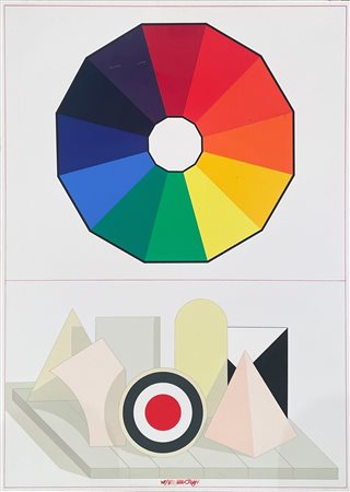 Lucio del Pezzo, Senza titolo, 1975, Serigrafia multistrato su compensato....