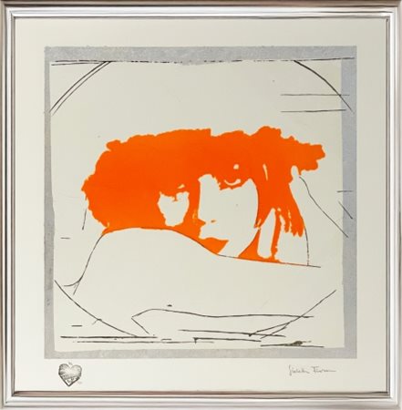 Giosetta Fioroni, “Doppio Liberty Arancio”, 2015, polimaterico a 12 colori e...