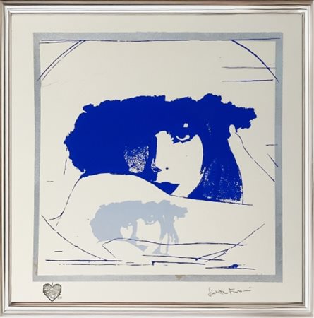 Giosetta Fioroni, "Double Liberty Azzurro", 2015, Serigrafia texturizzata con...