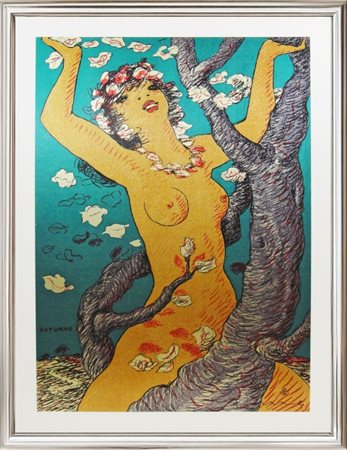 Salvatore Fiume, "Autunno", anni '70, serigrafia a 7 colori su cartoncino,...
