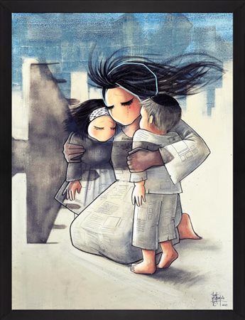 Shamsia Hassani, Senza titolo (Il mio amore, il mio dolore), 2024, stampa...