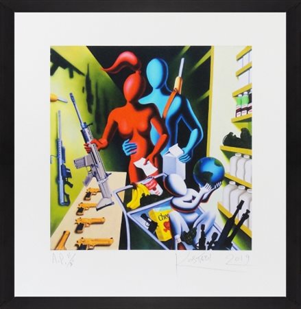 Mark Kostabi, “Automatic for the People”, 2019, Giclée su velluto Hahnemühle...