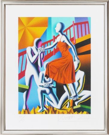 Mark Kostabi, “Support Group”, 2019, Giclée su velluto Hahnemühle Edizione...