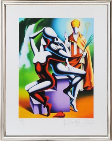Mark Kostabi, "House of Love Ascent", 2019, Giclée su velluto Hahnemühle...