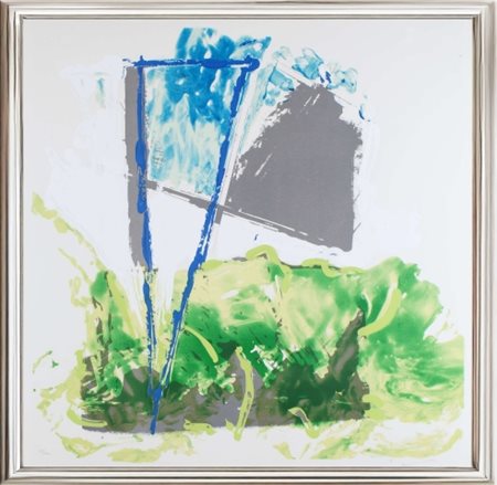 Mario Schifano, Senza titolo, anni '80, Litografia con interventi...