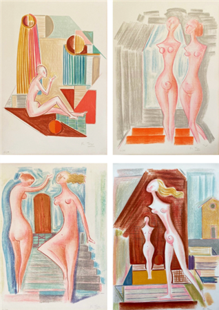 Mario Tozzi, ”In Vortici di Luce, portfolio completo di 4 litografie”, 1979,...