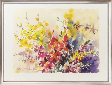 David Fu-Ji Tsang, Senza titolo (Fiori), anni '90, Litografia su carta,...