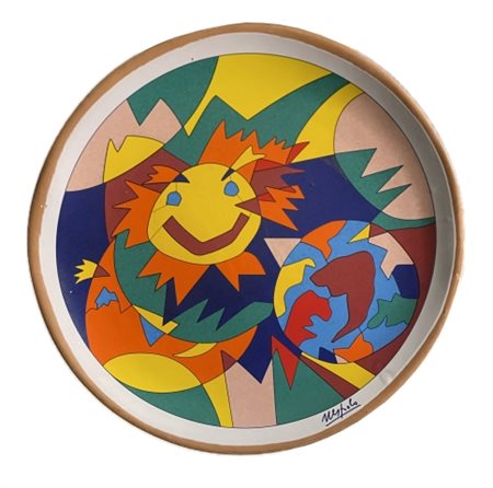 Ugo Nespolo, Senza titolo, 1995, Piatto in ceramica, realizzato in occasione...