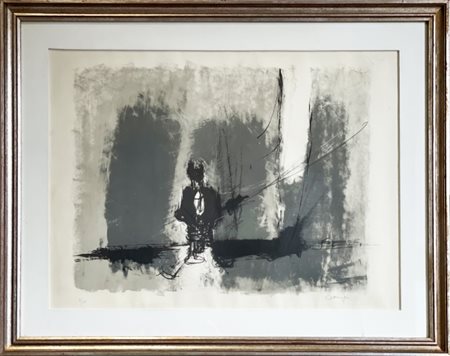 Giancarlo Cazzaniga, ”Jazz Mann”, 1965, Litografia su carta, edizione 8/35,...